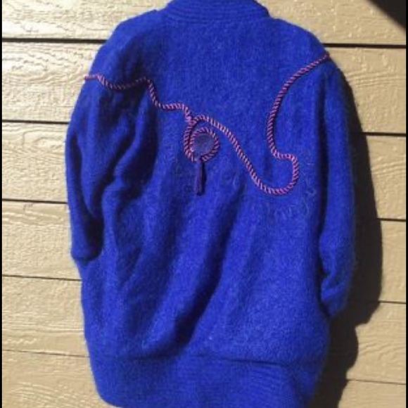 NWT! Career Vintage 80’s 90’s woman’s Sweater cardigan wool mohair embroidery - Picture 3 of 11